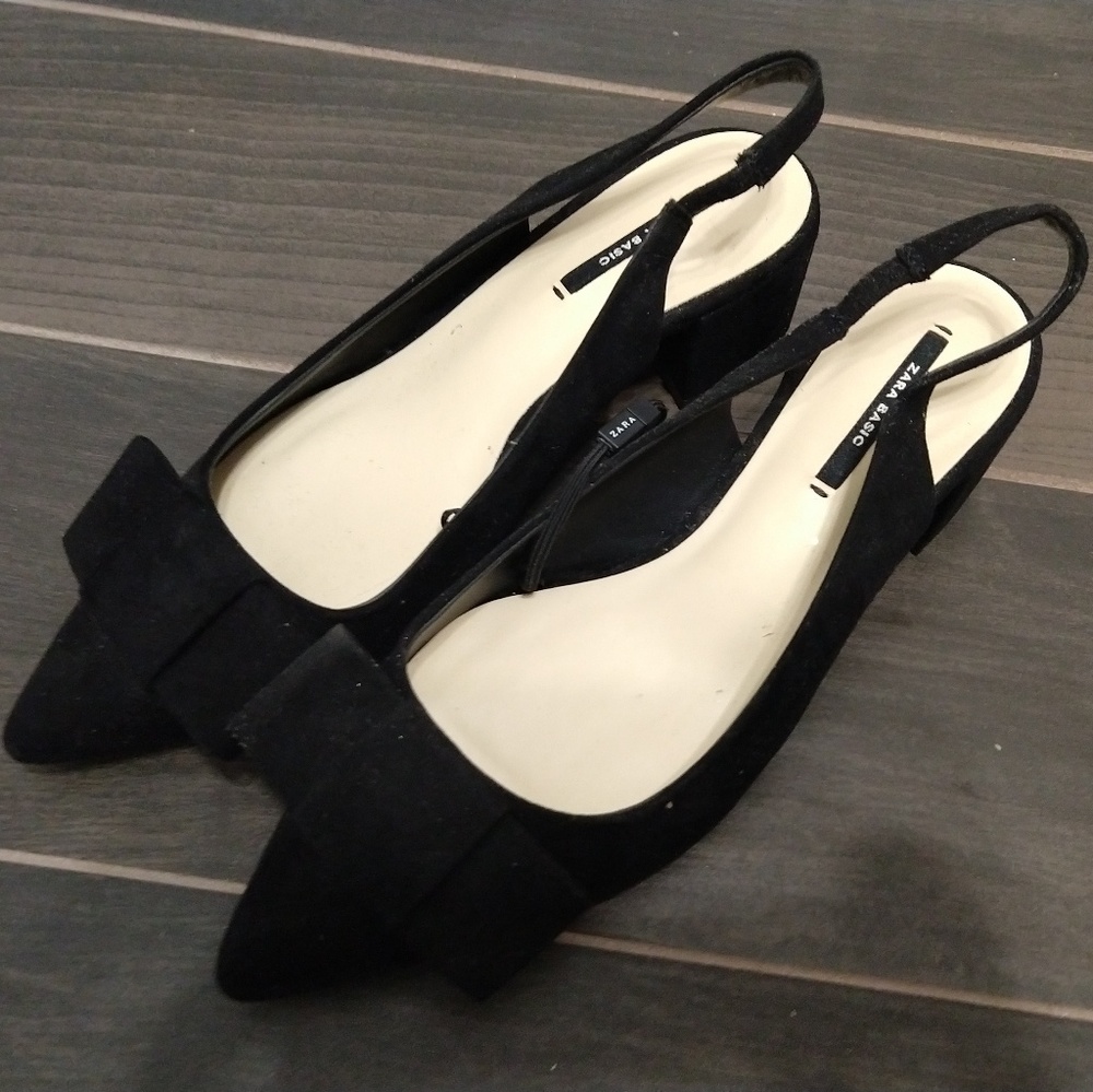 Zara bowed Box Heel Slingback. New!